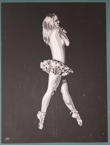 Banksy Original Vintage Modern London Street Artist Oil Painting Ballerina Dancer