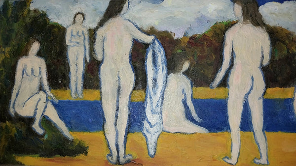 Amy Cutler Original American Magic Realism Figurative Casein Tempera Painting Bathers