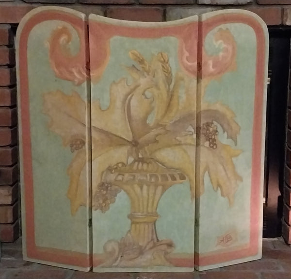 Alfred Thompson Bricher Original Antique American Still Life Oil Painting Fireplace Screen New York Design Fine Decorative Art