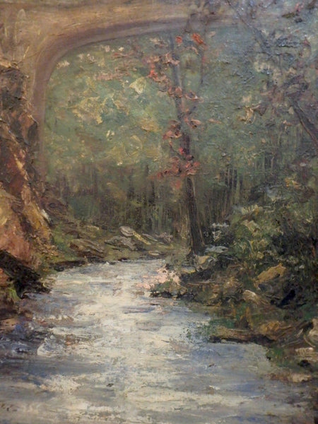 Adolphe Monticelli Antique 19thC Pont Sur l'Huveaune Bridge Huveaune French Landscape Oil Painting