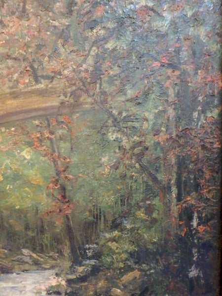 Adolphe Monticelli Antique 19thC Pont Sur l'Huveaune Bridge Huveaune French Landscape Oil Painting