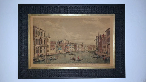 Antonio Visentini Original 18th Century Antique Aquatint Painting Engraving Grand Canal From Palazzo Flangini to Palazzo Bembo