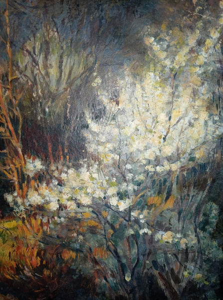 Berthe Morisot Original Antique 19th Century French Impressionist Sanguine Mixed Media Oil Painting Forest Landscape Sheep