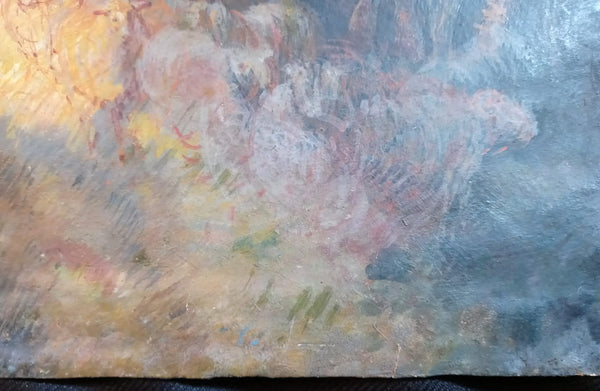 Berthe Morisot Original Antique 19th Century French Impressionist Sanguine Mixed Media Oil Painting Forest Landscape Sheep