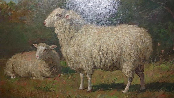 Theodore Robinson Original Antique American Impressionism Pastoral Landscape 19th Century Oil Painting Sheep