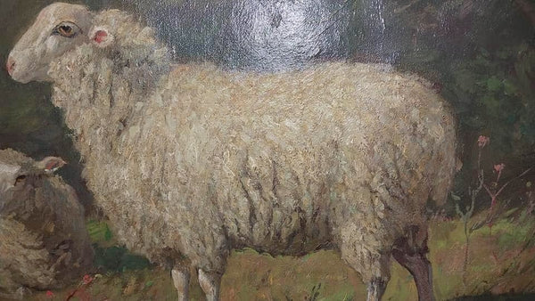 Theodore Robinson Original Antique American Impressionism Pastoral Landscape 19th Century Oil Painting Sheep