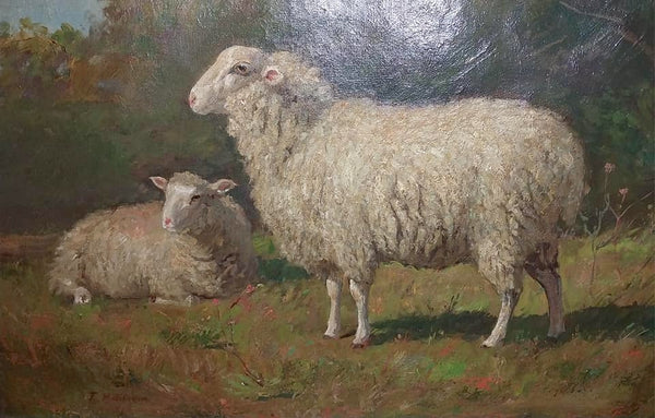 Theodore Robinson Original Antique American Impressionism Pastoral Landscape 19th Century Oil Painting Sheep