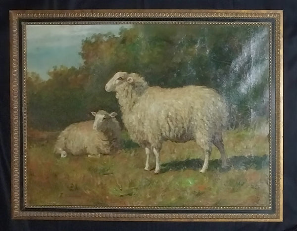 Theodore Robinson Original Antique American Impressionism Pastoral Landscape 19th Century Oil Painting Sheep