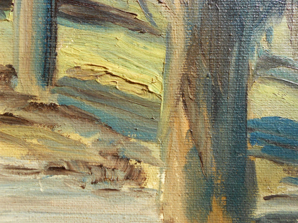 Original DeWitt Parshall Vintage California Plein Air Impressionist Landscape Santa Ynez Mountains Palms Eucalyptus Tonalism Oil Painting