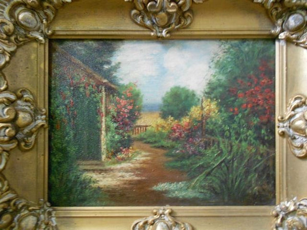 William Constable Adam English Born Original Antique Oil Painting Monterey California Original Oil Garden Path Landscape