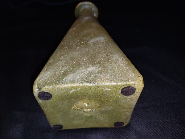 Ancient Antique 1 AD Iridescent Early Roman Glass Pyramid Triangular Form Bottle Flask