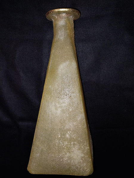 Ancient Antique 1 AD Iridescent Early Roman Glass Pyramid Triangular Form Bottle Flask