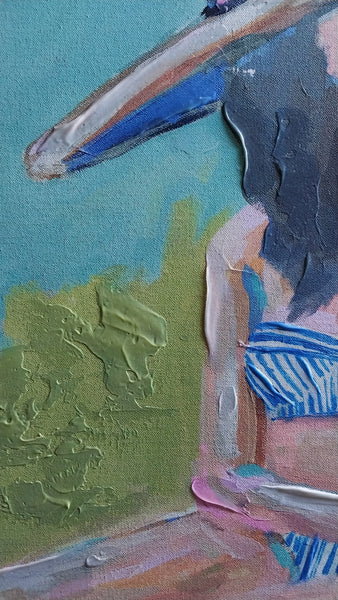 Morris Gluckman Original Vintage Ukrainian American Abstract Expressionist Figurative Acrylic Painting