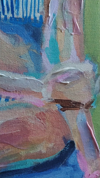 Morris Gluckman Original Vintage Ukrainian American Abstract Expressionist Figurative Acrylic Painting
