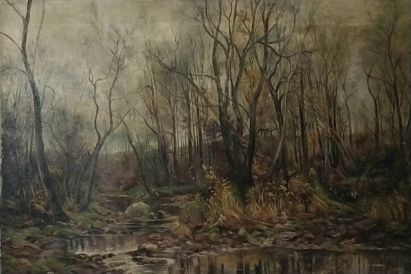 Hugh Bolton Jones Original 19th Century Antique Landscape A Berkshire Brook in Autumn American Oil Painting