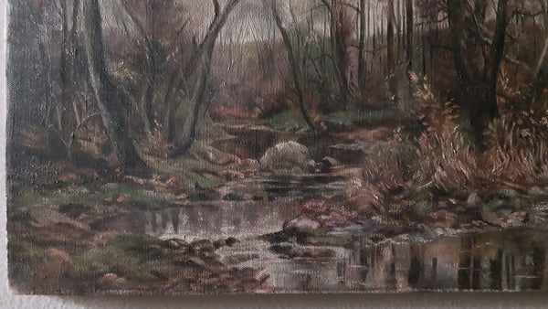 Hugh Bolton Jones Original 19th Century Antique Landscape A Berkshire Brook in Autumn American Oil Painting