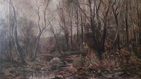 Hugh Bolton Jones Original 19th Century Antique Landscape A Berkshire Brook in Autumn American Oil Painting