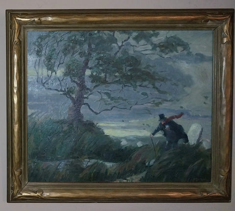 Victor Wagemaekers Original Antique Belgian Impressionism Genre Oil Painting Art Nouveau Frame