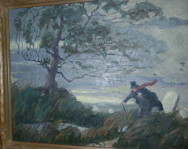 Victor Wagemaekers Original Antique Belgian Impressionism Genre Oil Painting Art Nouveau Frame