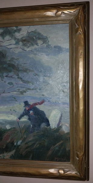 Victor Wagemaekers Original Antique Belgian Impressionism Genre Oil Painting Art Nouveau Frame