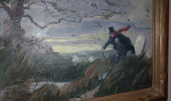 Victor Wagemaekers Original Antique Belgian Impressionism Genre Oil Painting Art Nouveau Frame