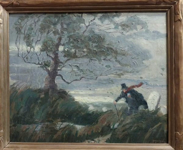 Victor Wagemaekers Original Antique Belgian Impressionism Genre Oil Painting Art Nouveau Frame