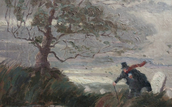 Victor Wagemaekers Original Antique Belgian Impressionism Genre Oil Painting Art Nouveau Frame