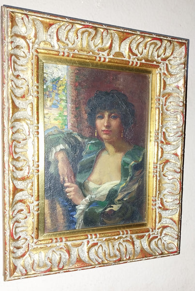 Richard Edward Miller Original Antique American Giverny School Impressionism Pasadena CA Oil Painting Eva Scott Fenyes 1936