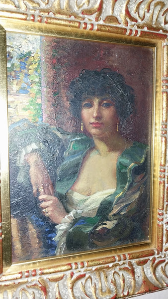 Richard Edward Miller Original Antique American Giverny School Impressionism Pasadena CA Oil Painting Eva Scott Fenyes 1936