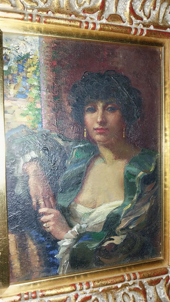 Richard Edward Miller Original Antique American Giverny School Impressionism Pasadena CA Oil Painting Eva Scott Fenyes 1936