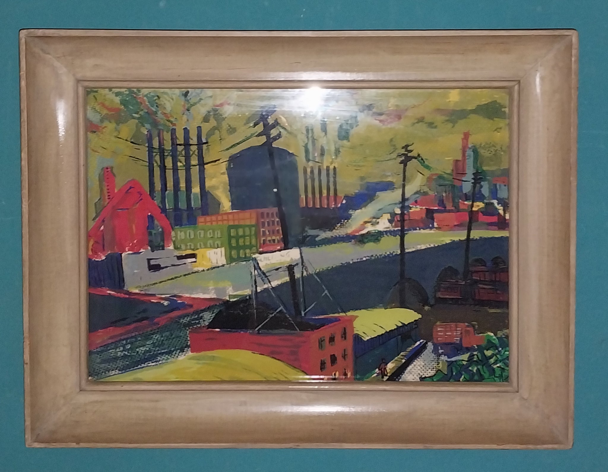 Morton Diamondstein Vintage American WPA Tradition Serigraph Screenprint Industrial Scene #1 1948