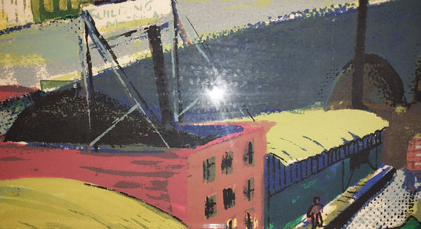 Morton Diamondstein Vintage American WPA Tradition Serigraph Screenprint Industrial Scene #1 1948