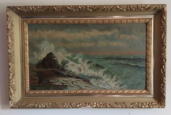 Winslow Homer Original Antique 19th Century American Realism Seascape Marine Oil Painting on Academy Board Maine Shore