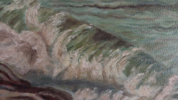 Winslow Homer Original Antique 19th Century American Realism Seascape Marine Oil Painting on Academy Board Maine Shore