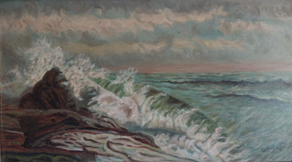 Winslow Homer Original Antique 19th Century American Realism Seascape Marine Oil Painting on Academy Board Maine Shore