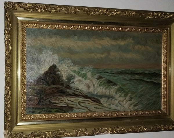 Winslow Homer Original Antique 19th Century American Realism Seascape Marine Oil Painting on Academy Board Maine Shore