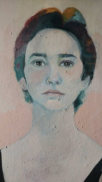 Joan Brown Original Vintage SF Bay Area Figurative Lg Self Portrait as Swimmer Oil Painting