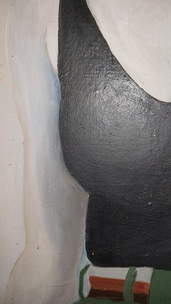 Joan Brown Original Vintage SF Bay Area Figurative Lg Self Portrait as Swimmer Oil Painting