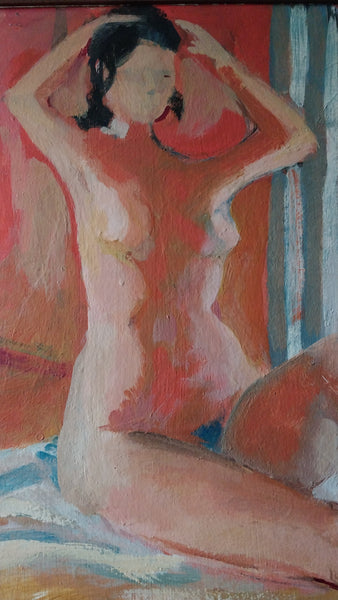 James Northrup Weeks Original Vintage SF Bay Area Figurative Seated Nude Magna Acrylic Painting