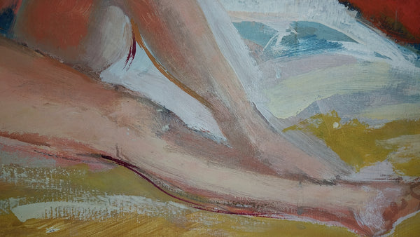 James Northrup Weeks Original Vintage SF Bay Area Figurative Seated Nude Magna Acrylic Painting