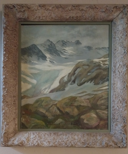 Per Deberitz Original Vintage Norweigan Neo Impressionist Mountaintop Landscape Oil Painting 1933
