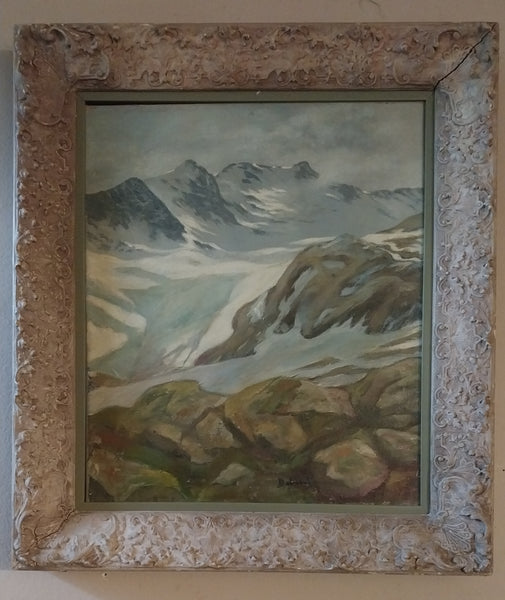 Per Deberitz Original Vintage Norweigan Neo Impressionist Mountaintop Landscape Oil Painting 1933