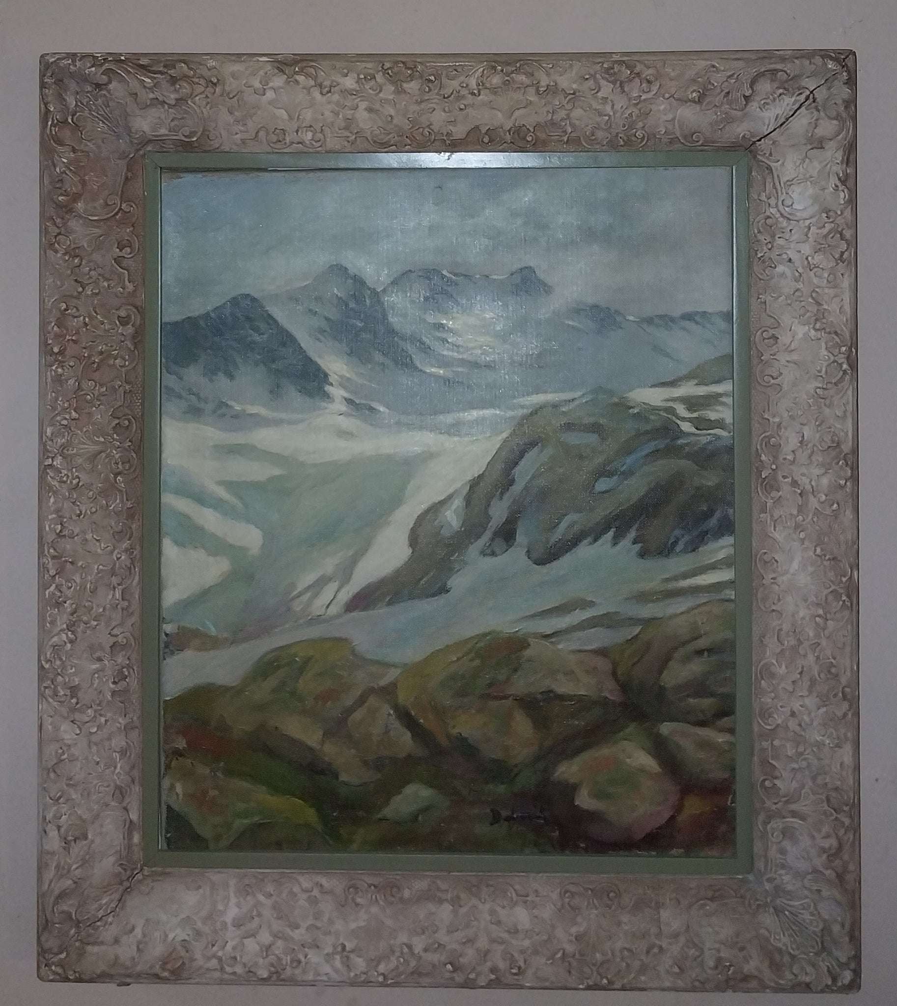 Per Deberitz Original Vintage Norweigan Neo Impressionist Mountaintop Landscape Oil Painting 1933