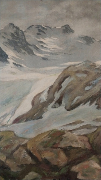 Per Deberitz Original Vintage Norweigan Neo Impressionist Mountaintop Landscape Oil Painting 1933