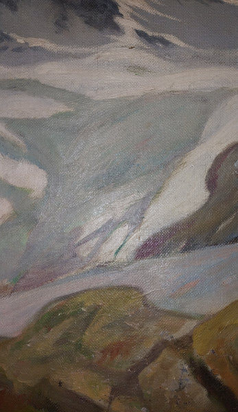 Per Deberitz Original Vintage Norweigan Neo Impressionist Mountaintop Landscape Oil Painting 1933