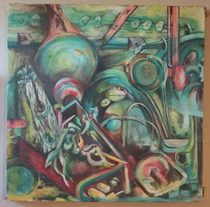 Niles Spencer Original Vintage Mid Century American Precisionist Industrial Factory Machinery Geometric Composition Oil Painting