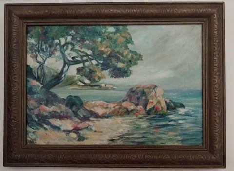 August Francois Gay Original California Society of Six Colorist Vintage Monterey Lone Cypress CA Coast Landscape Oil Painting