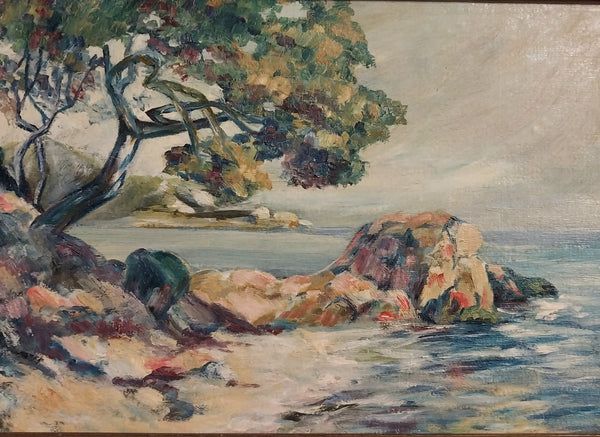 Guy Orlando Rose Original Antique California Plein Air Giverny Colony Impressionist Monterey Cypress CA Coast Landscape Oil Painting
