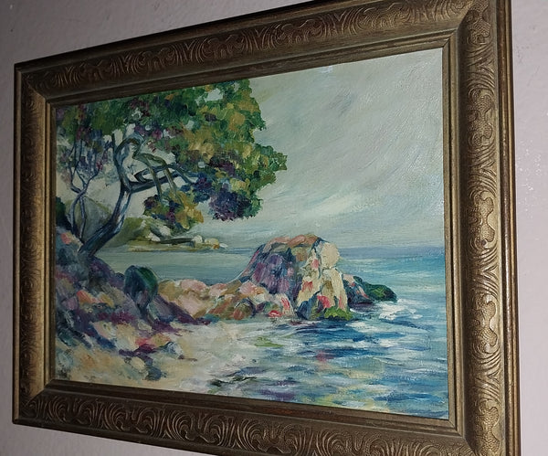 Guy Orlando Rose Original Antique California Plein Air Giverny Colony Impressionist Monterey Cypress CA Coast Landscape Oil Painting