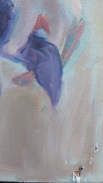 Elmer Nelson Bischoff SF Bay Area Figrative Portrait of a Woman Adjusting Scarf Belt Lg Original Vintage Oil Painting